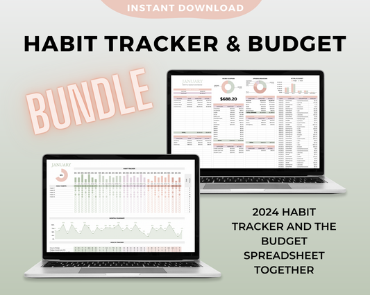 2024 Habit Tracker & Budget Spreadsheet Bundle