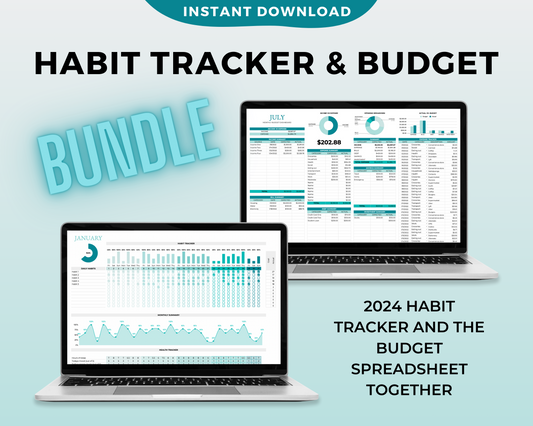 2024 Habit Tracker & Budget Spreadsheet Bundle Tiffany