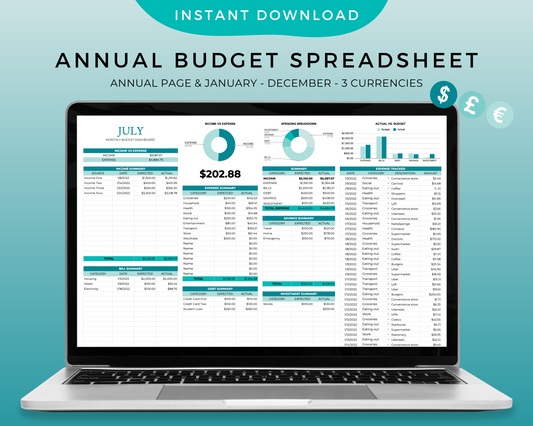 Annual Budget Spreadsheet - Tiffany