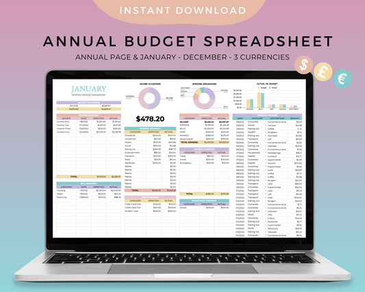 Annual Budget Spreadsheet - Unicorn