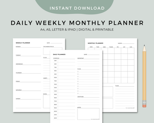 Minimal Daily, Weekly, Monthly Planner Pack