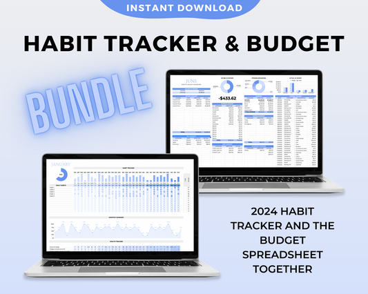 2024 Habit Tracker & Budget Spreadsheet Bundle Periwinkle